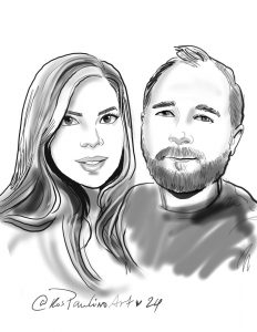 Laura and Mike Caricature